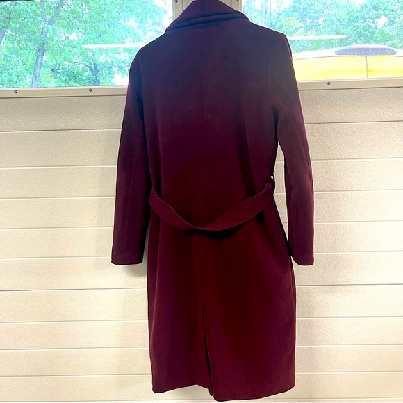 Burgundy Womens Belt Trench Coat with Pockets Size 42 - Picture 5 of 9